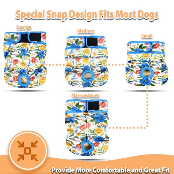 Langsprit Washable Female Dog Diapers (3 Pack) - Reusable Diaper XLarge - Picture 5 of 10
